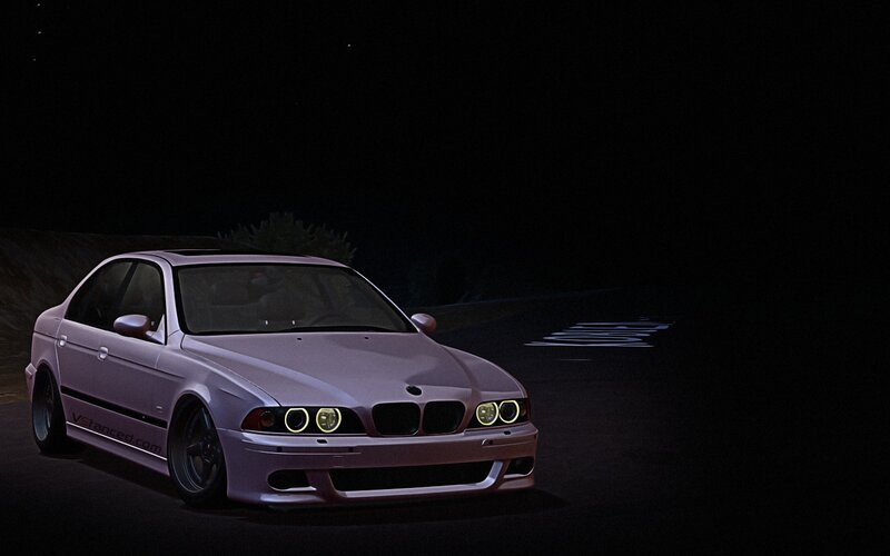 White BMW Sedan — Black, Dark