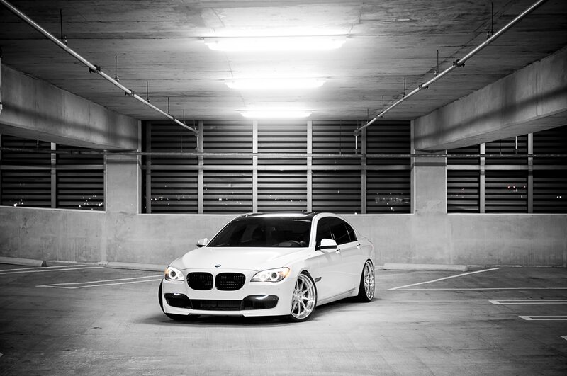 White Bmw Sedan — Black, Dramatic, Night