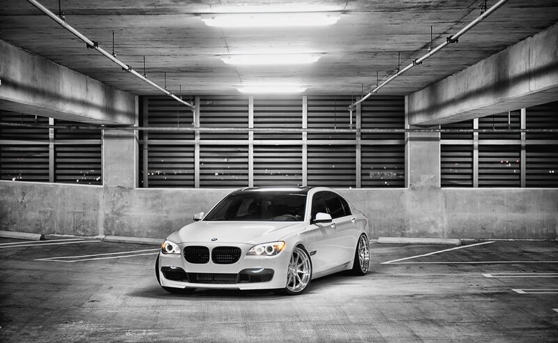 White BMW Sedan — Black, Dramatic
