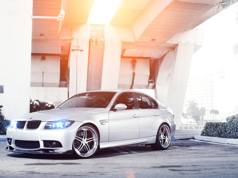 White BMW Sedan — Dramatic, Afternoon