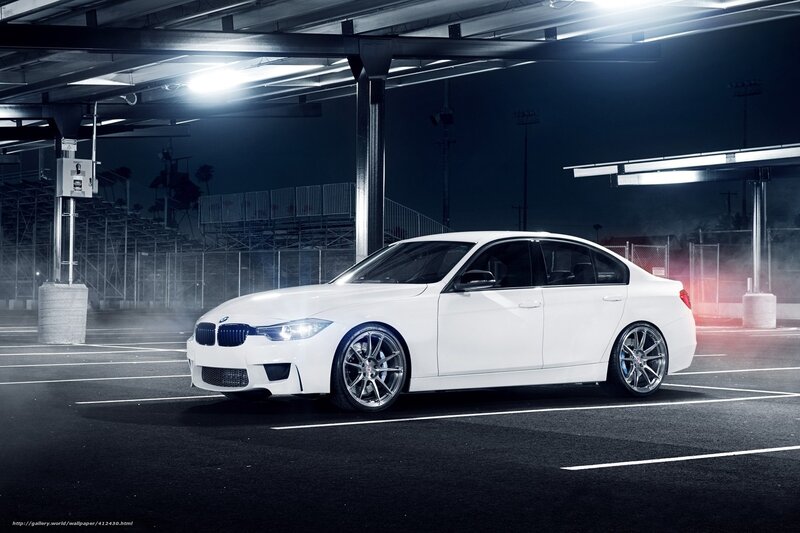 White Bmw Sedan — Dramatic, Night, Photograph, Car