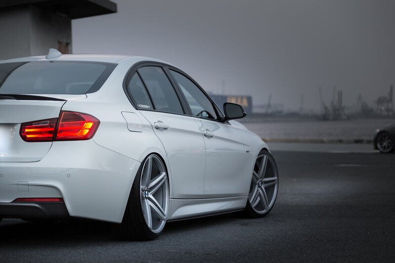 White Bmw Sedan — Dramatic, Night, Photograph, Car, Wheel