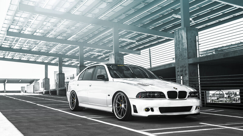 White BMW Sedan — Dramatic, Photograph, Car, Parking Garage