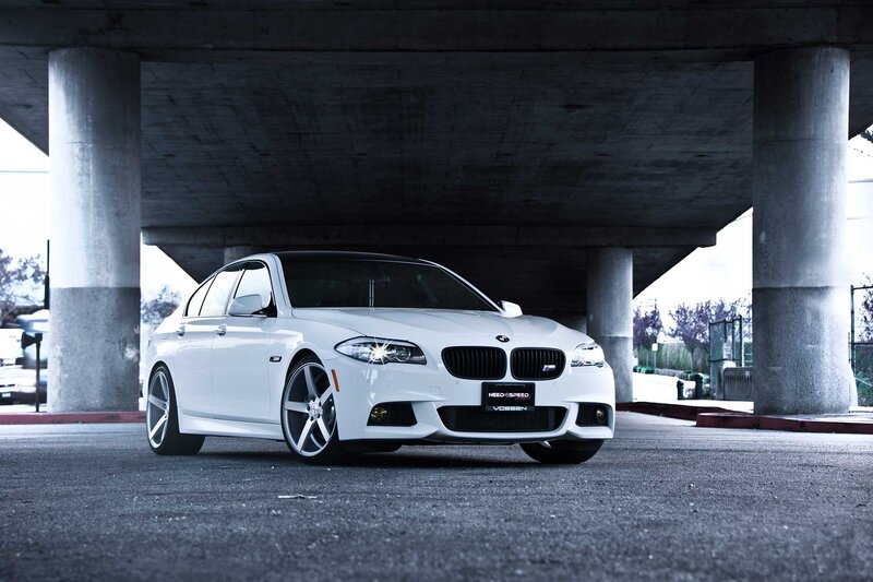 White BMW Sedan — Dramatic, Photograph, Concrete Bridge