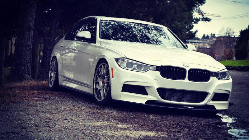 White Bmw Sedan — Dramatic, Photograph, Trees