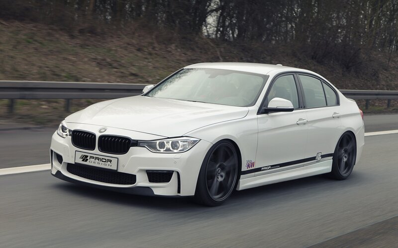 White BMW Sedan — Dynamic, Photograph, Car, Road