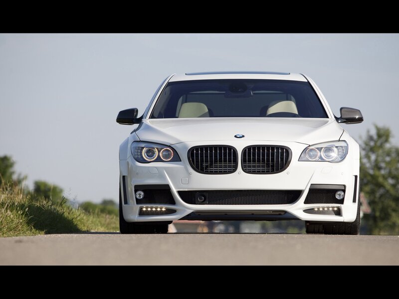 white bmw sedan front view