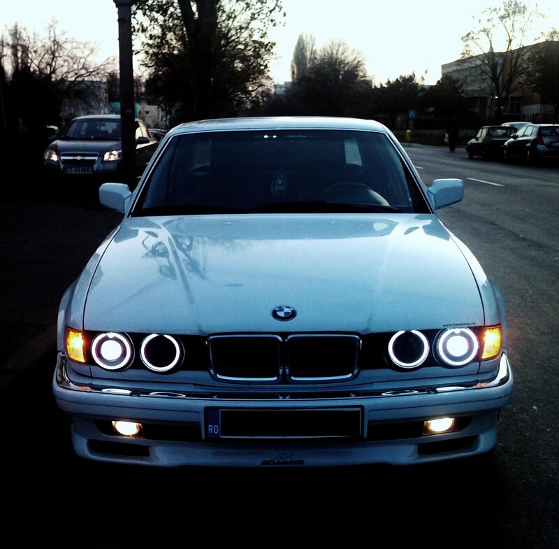 White BMW Sedan — Silver, Dramatic