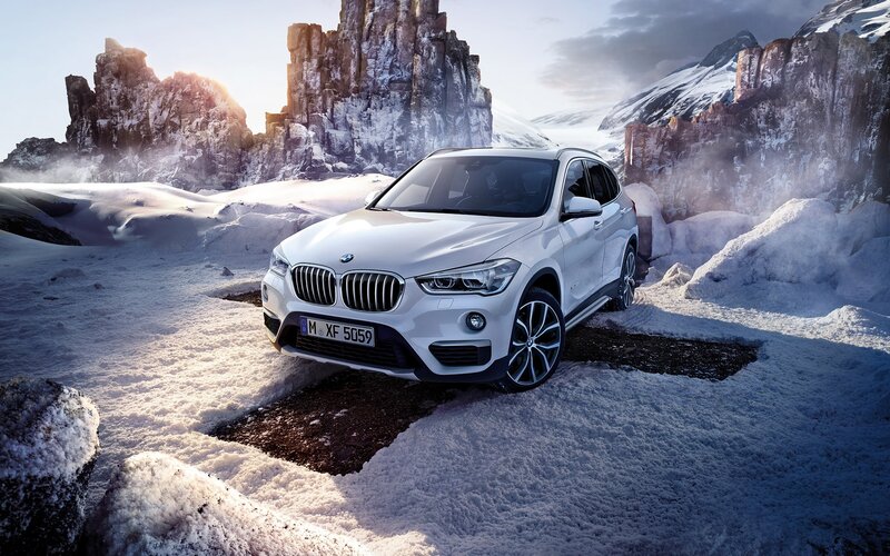 White Bmw Suv — Dramatic, Winter