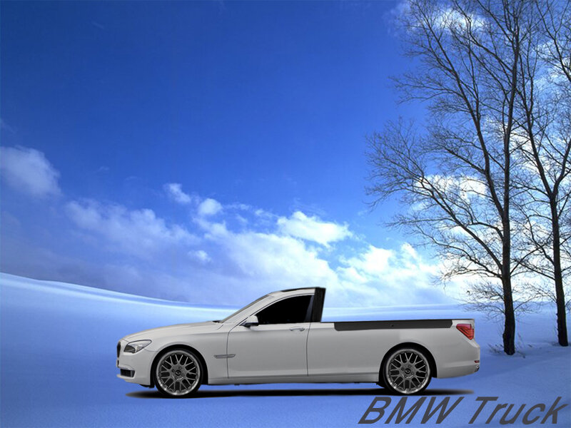 White BMW Truck in Snow