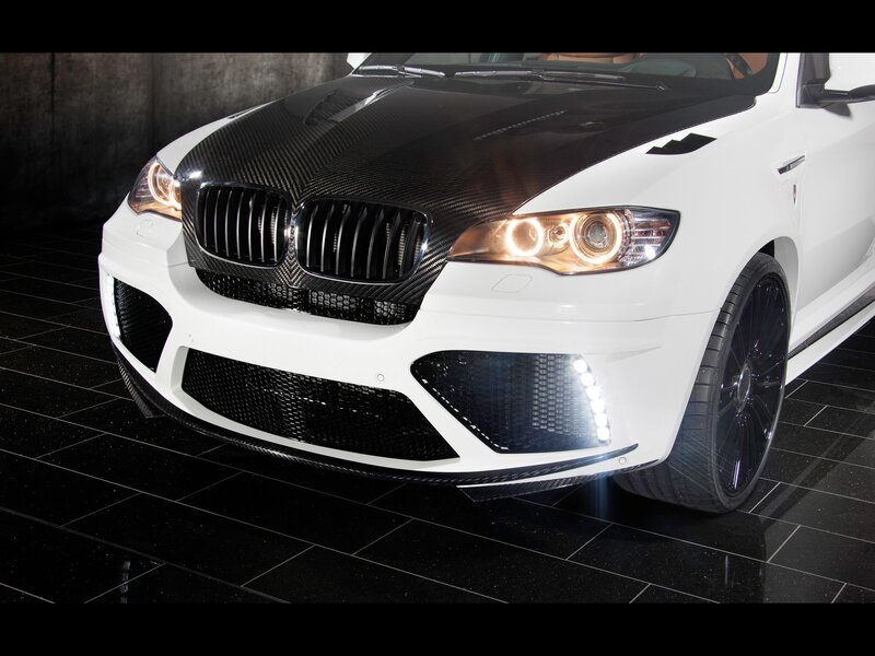 white bmw with carbon fiber hood