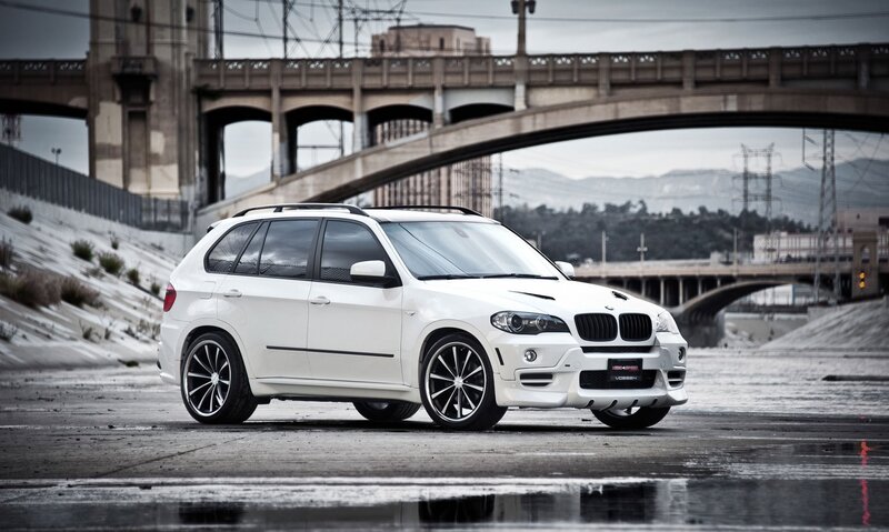 White BMW X5 SUV — Dramatic, Photograph, Bridge