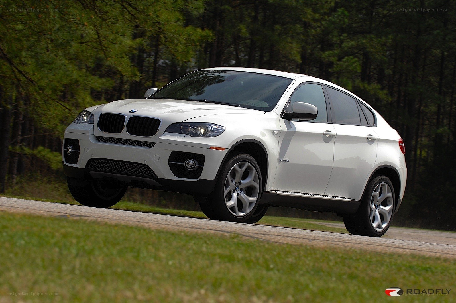White BMW X6 on a road