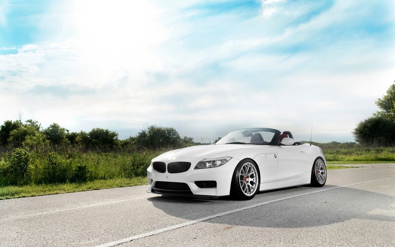 White BMW Z4 on a country road