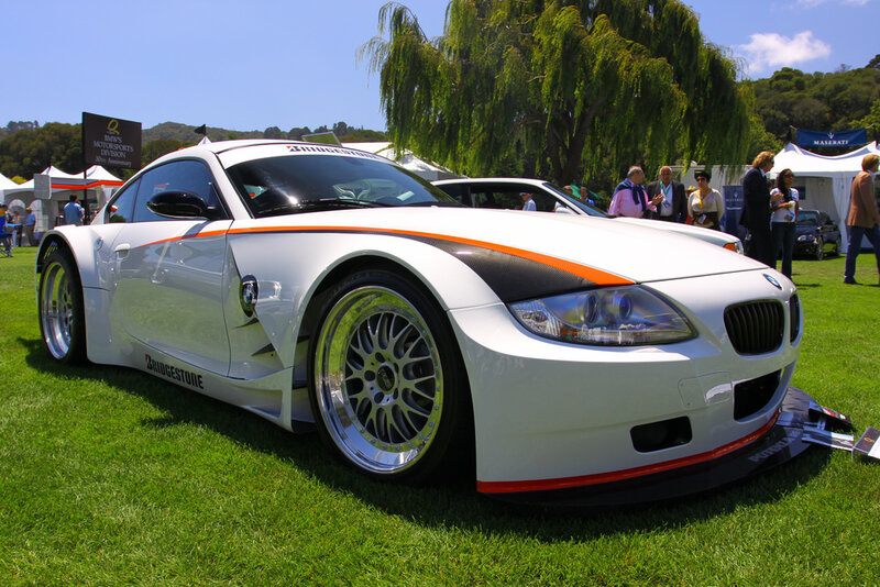 White BMW Z4 race car on display