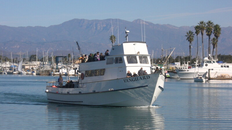 White Boat in Harbor — Blue, Calm