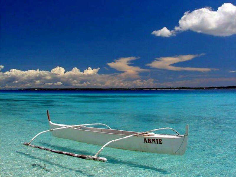 White boat in turquoise water