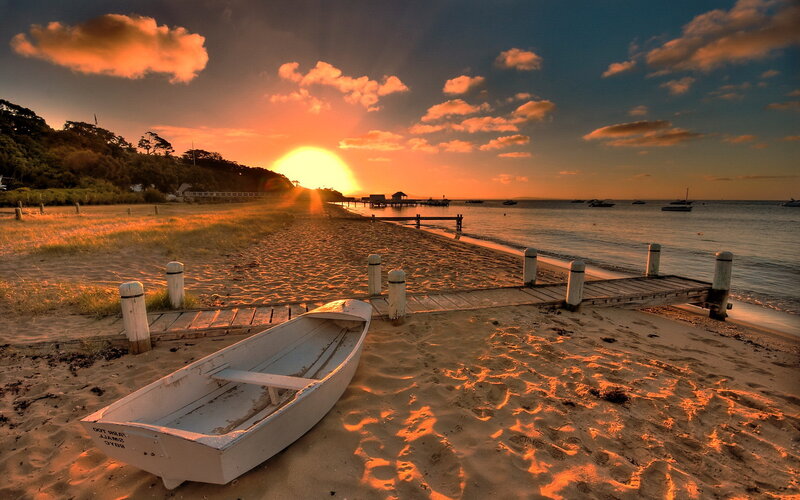 White Boat on Beach