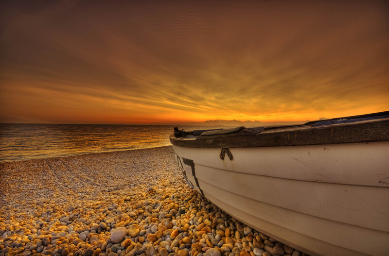 White Boat on Pebble Beach