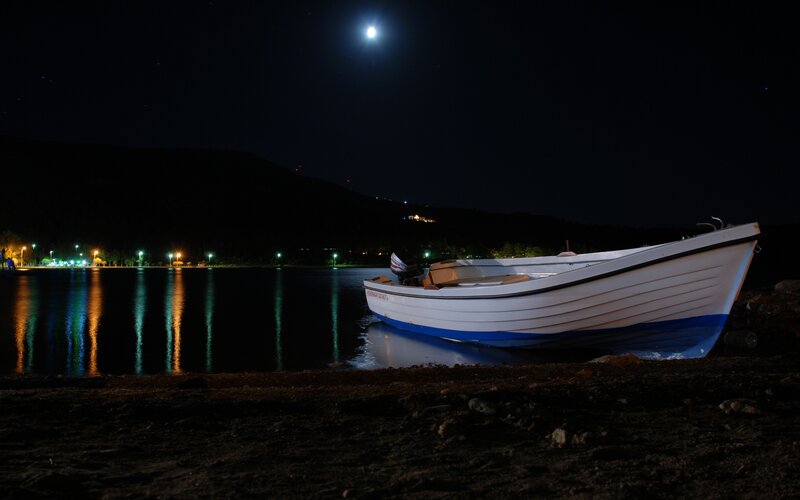 White Boat on Shore