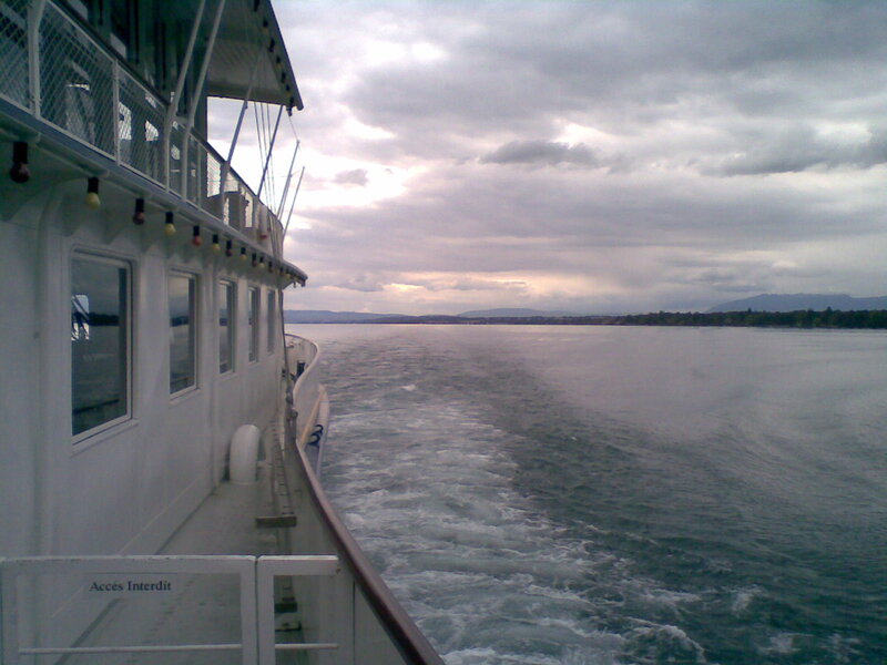 White Boat on Water — Gray