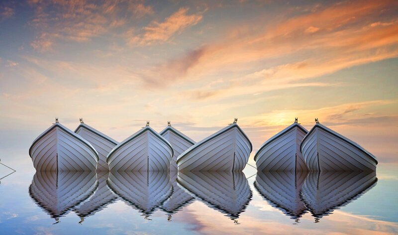 White Boats in Water