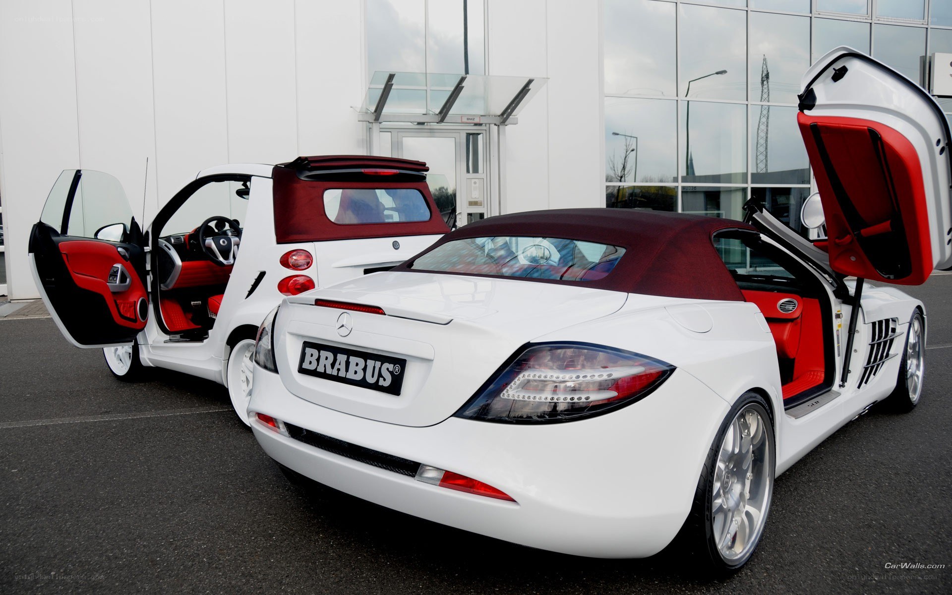 White Brabus and Smart cars