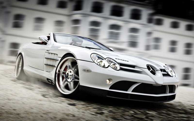 White Brabus sports car in motion