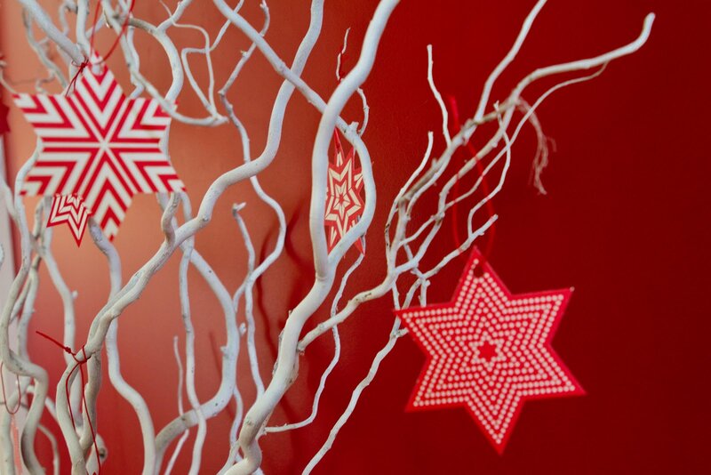 White Branches with Star Ornaments