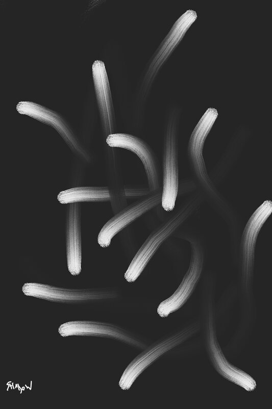 White Brush Strokes on Black