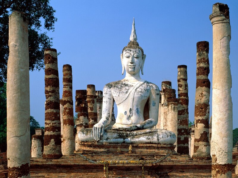 White Buddha Statue — Serene, Afternoon