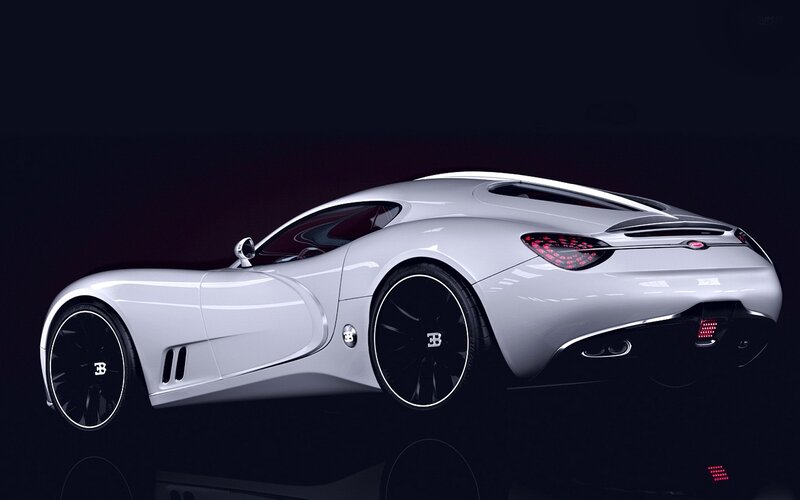 White Bugatti Concept Car — Dramatic, 3d Render