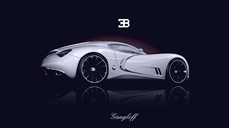 White Bugatti Concept Car — Dramatic