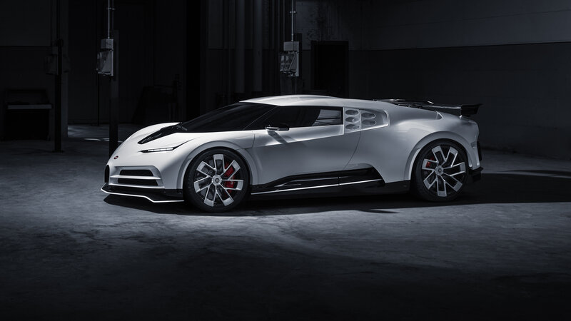 White Bugatti Hypercar — Dramatic, Photograph