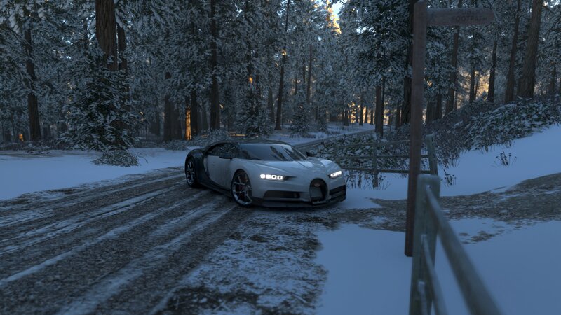 White Bugatti in Snow