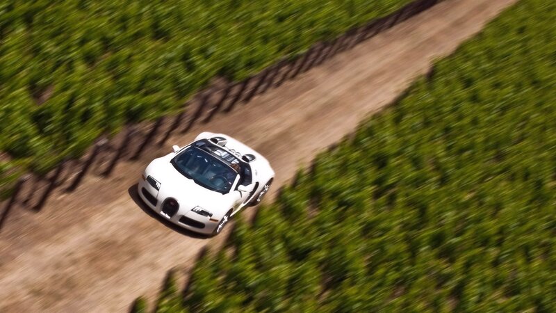 White Bugatti in vineyard