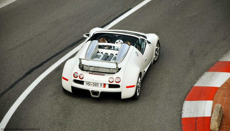 White Bugatti on a racetrack