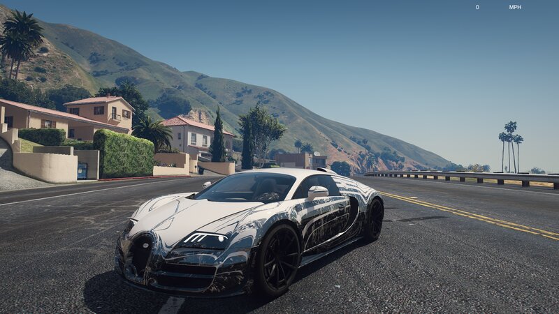 White Bugatti on Road