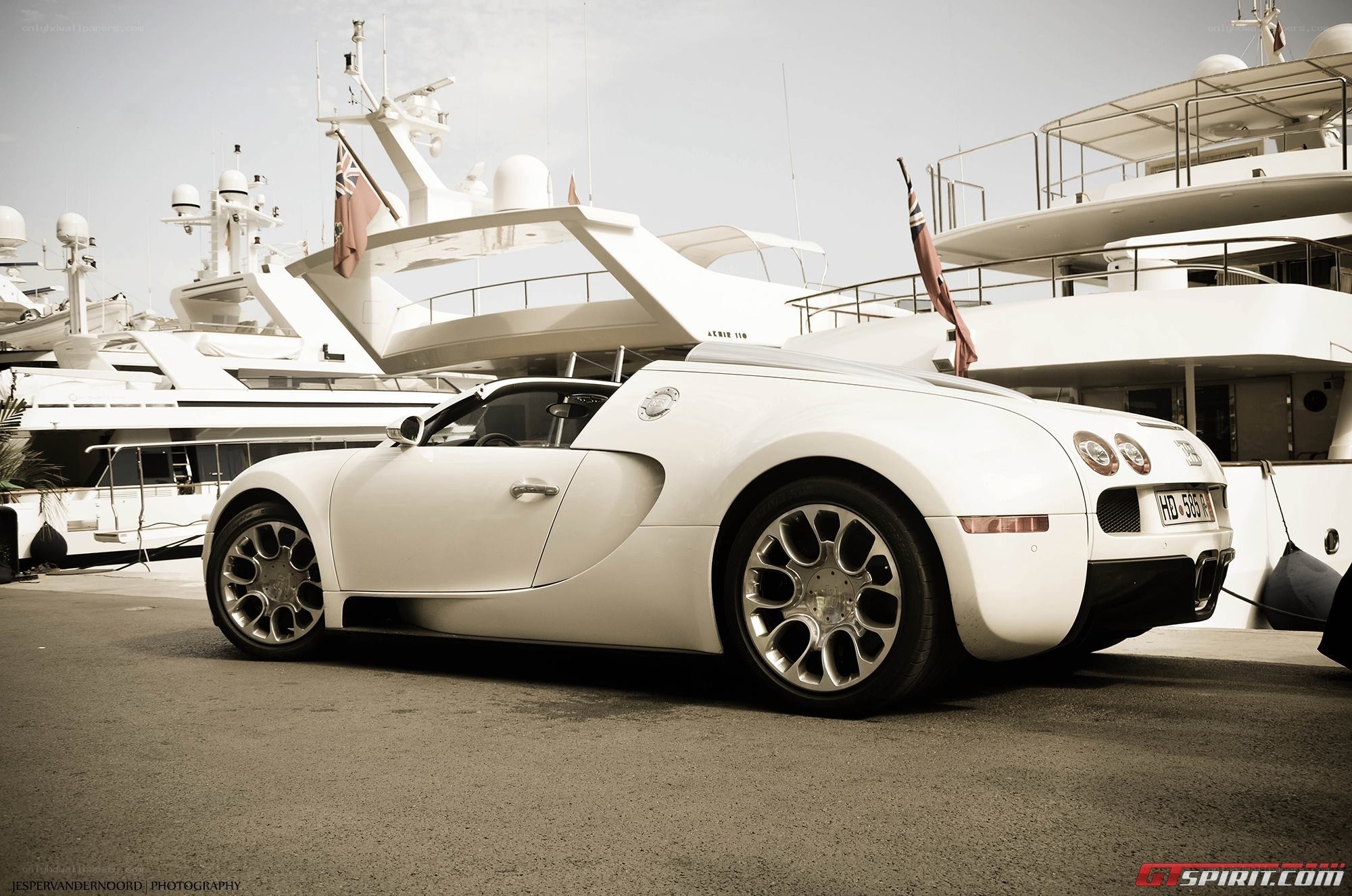 White Bugatti Veyron at marina