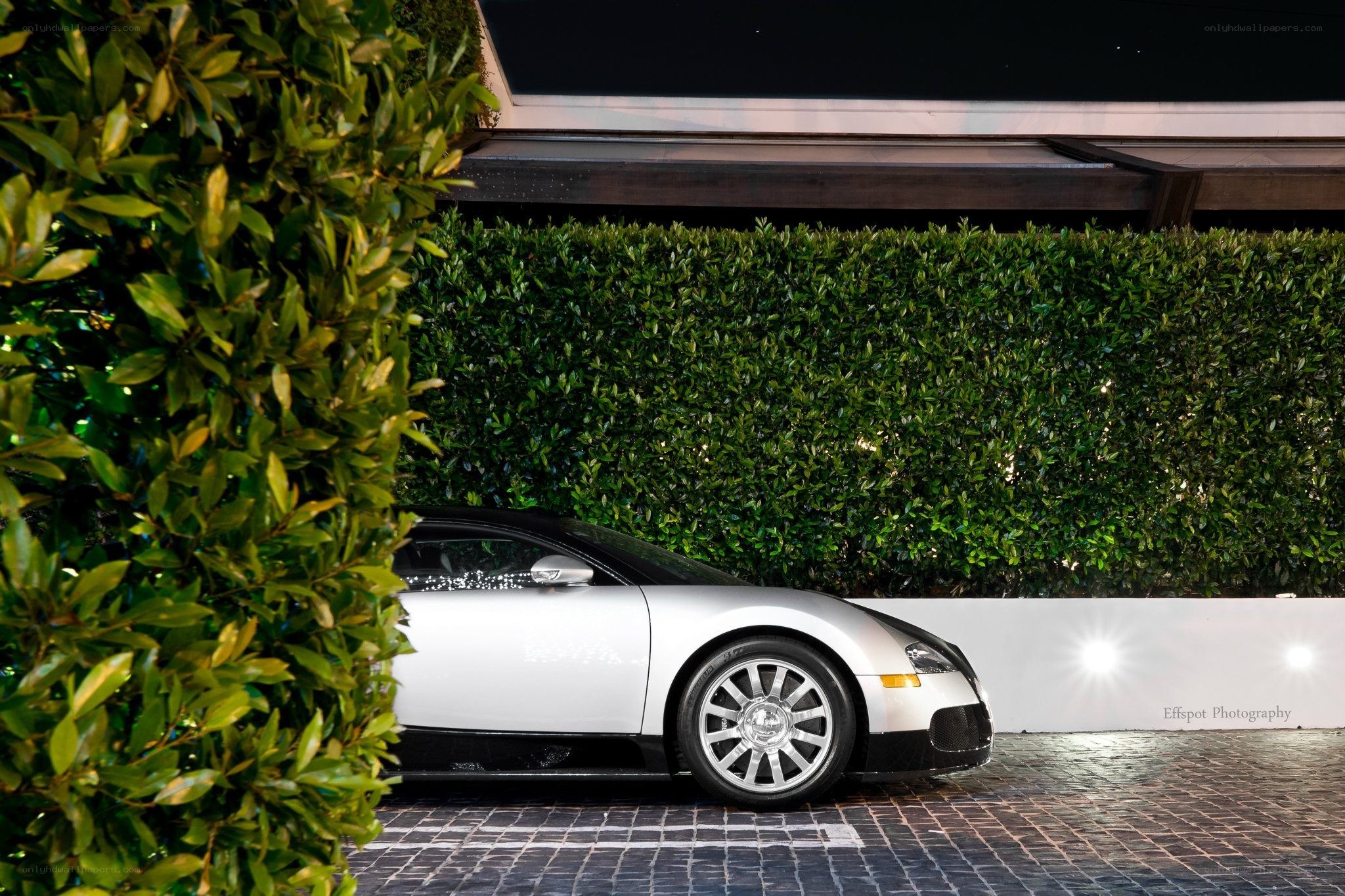 White Bugatti Veyron at night