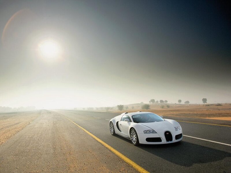 White Bugatti Veyron — Dramatic, Morning