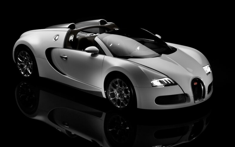 White Bugatti Veyron — Dramatic, Photograph, Car, Headlight, Wheel
