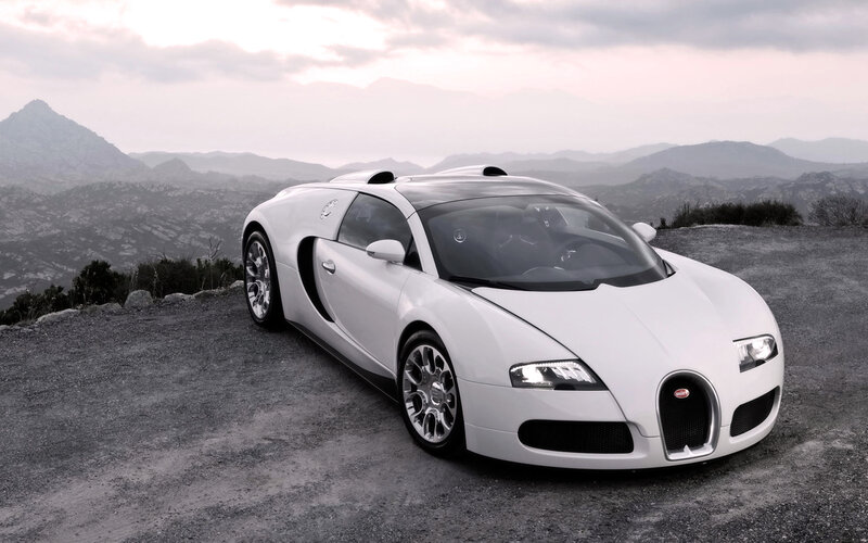 White Bugatti Veyron — Dramatic, Sunset, Photograph