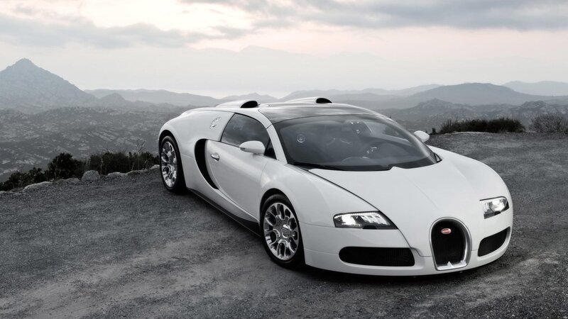 White Bugatti Veyron — Dramatic, Sunset
