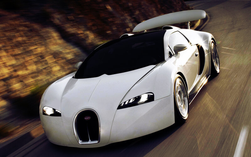 White Bugatti Veyron — Dynamic, Photograph, Car