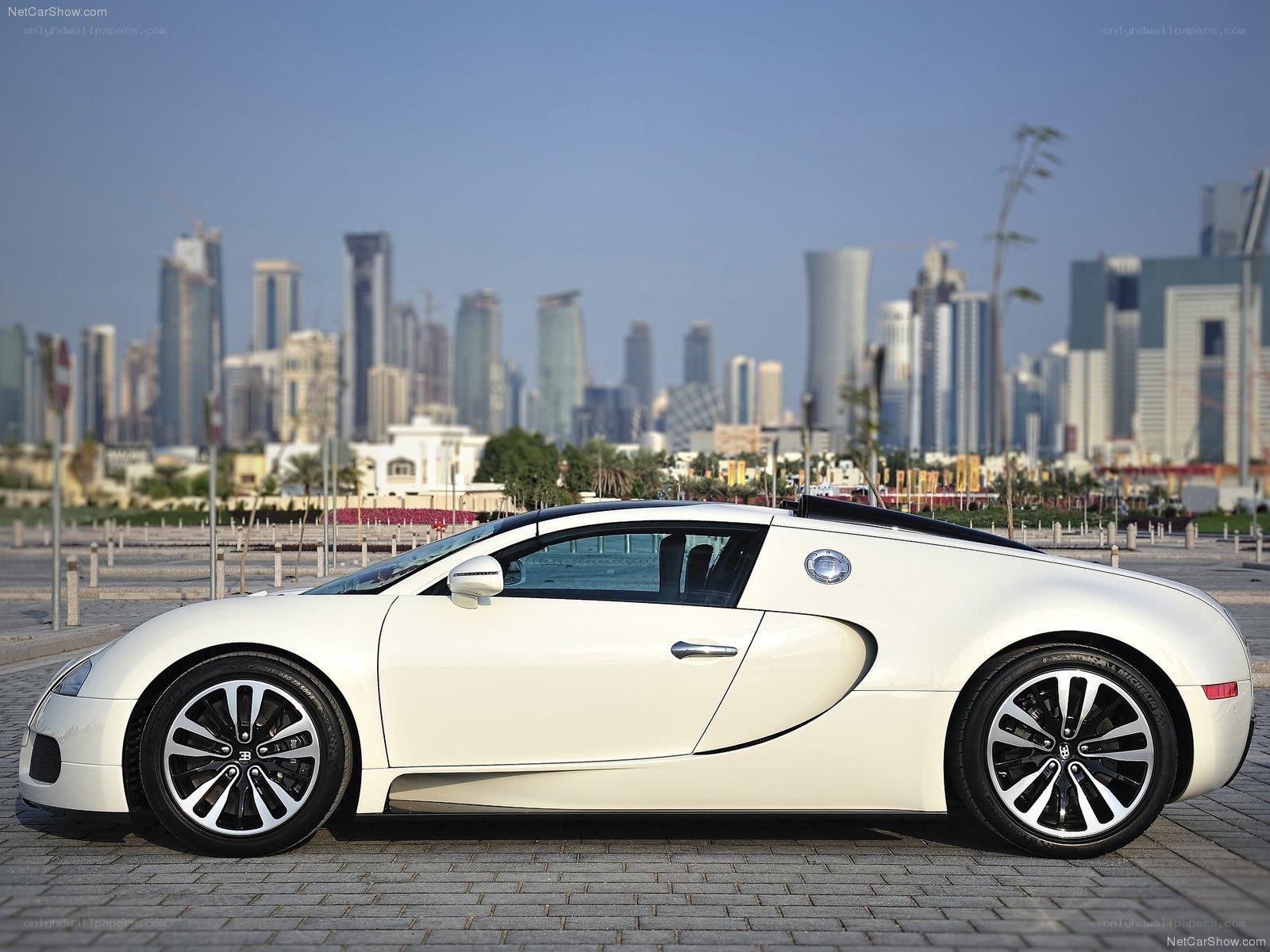 White Bugatti Veyron in city