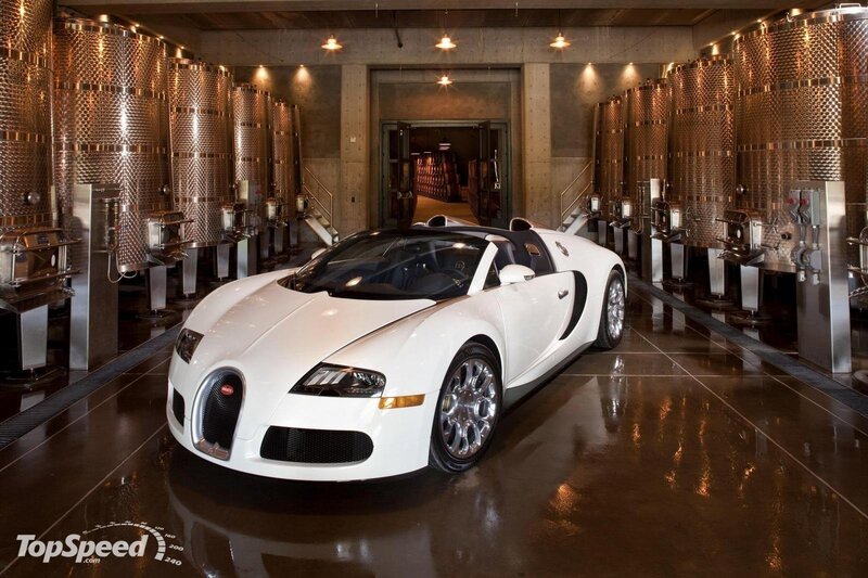 White Bugatti Veyron in winery