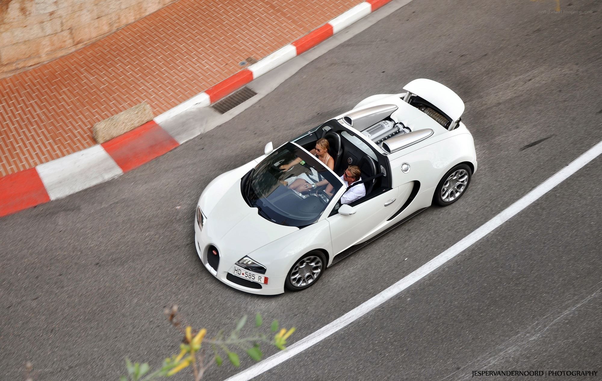 White Bugatti Veyron on a road