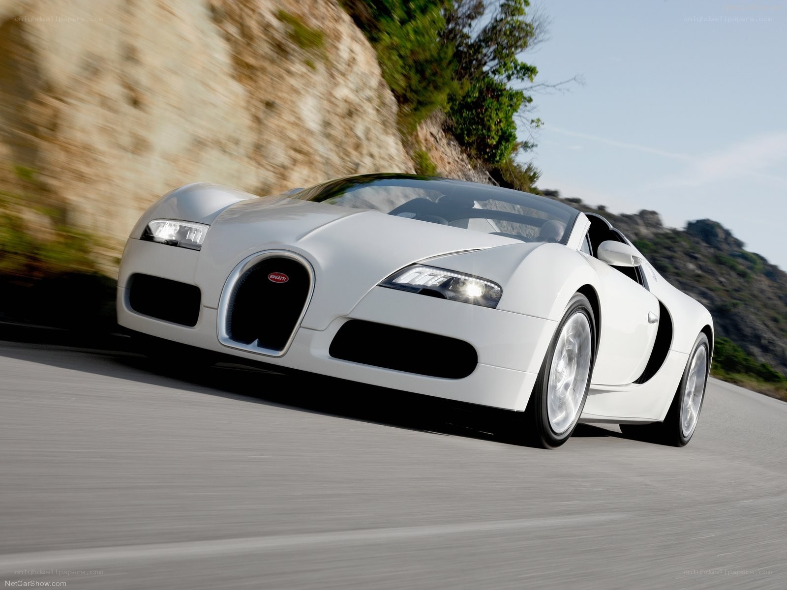 White Bugatti Veyron on a road