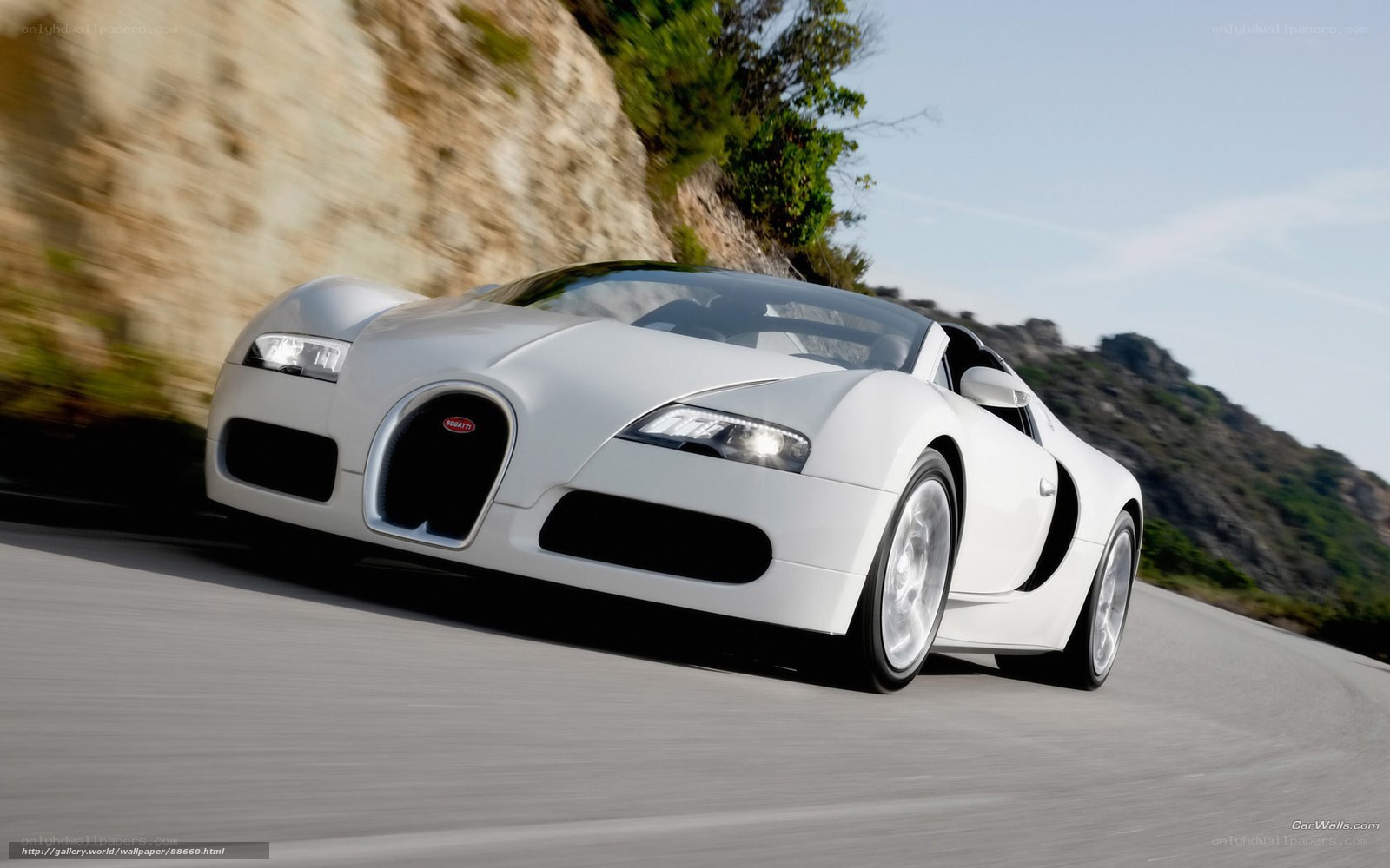 White Bugatti Veyron on a winding road